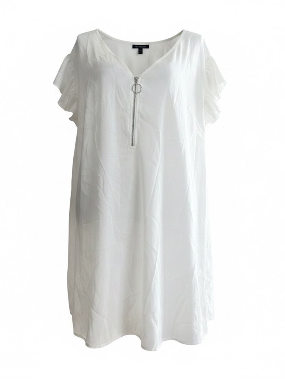 Bloomchic White Short Sleeve Zip Front Shirt. Sz 5x